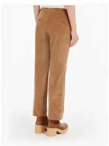 Pantalon femme Femmes Micro Coton Velours Côtelé Couleur Unie Simple Printemps 2024 Dames Tout-Match Plissé Taille Haute Pantalon Droit