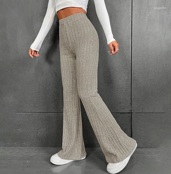 Pantalon femme Micro Flare femme printemps automne Pit Strip décontracté mode pantalon droit ample taille haute et jambe large