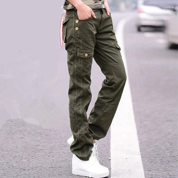 Pantalones para mujer Mujeres Militar Algodón Cargo Damas Primavera Casual Pantalones sueltos Ejército Verde Tallas grandes Camuflaje Ropa femenina