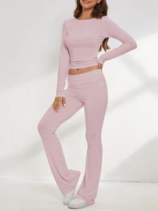 Pantalon Femme Femmes Pyjama Ensemble T-shirt à manches longues avec vêtements de nuit Loungewear Survêtement Tenue décontractée pour tous les jours