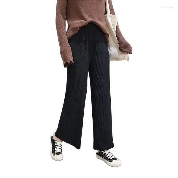 Pantalons pour femmes Femmes Qualité Coton Mélangé Automne Hiver Style Lâche Plissé Élastique Taille Haute Leggings Droits