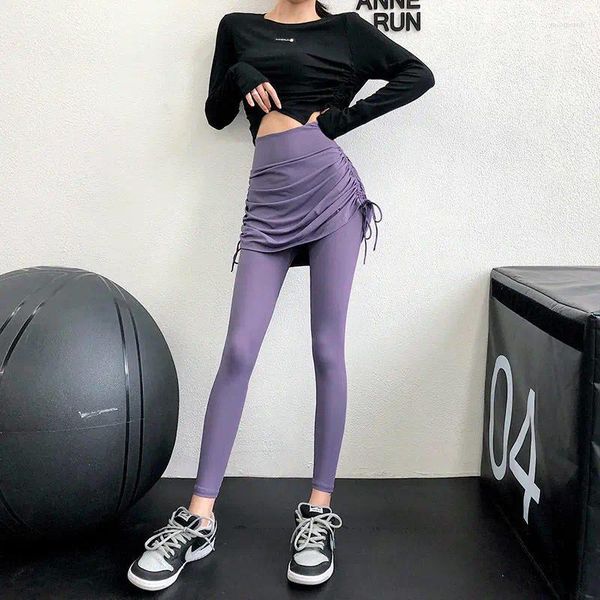 Pantalones de mujer Falda de pantalones de chándal con leggings 2 en 1 ropa deportiva joggers de gimnasio con cordón