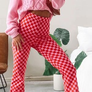 Pantalon femme Capris femme Leggings évasés classique taille haute imprimé à carreaux coupe ajustée automne 2022 mode rétro décontracté concis