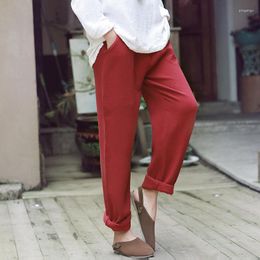 Pantalon Femme Capris Femme Coton Lin Joggers M-2XL Casual Lâche Vintage All-Match Streetwear Harem Pantalon 12 Couleurs