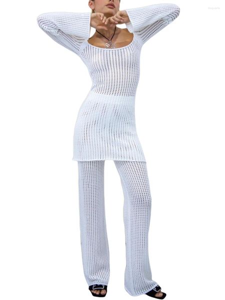 Pantalons pour femmes Femmes Floral Print Mousseline Maxi Jupe Beach Cover-up avec fente haute et ceinture élastique