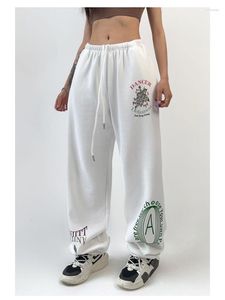 Pantalon Femme Houzhou Hip Hop Y2K Pantalon de survêtement blanc Femmes Harajuku Streetwear Graphique Baggy Sports surdimensionné décontracté large