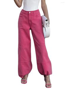 Pantalon Femme Femme S Loose Cargo Taille Haute Rose Jambes Droites Pantalon Joggers Avec Poches Casual Streetwear
