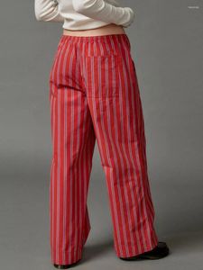 Pantalons pour femmes femmes salon rayé cordon taille basse jambe large pyjama pantalon Joggers vêtements de nuit sommeil confortable avec poches