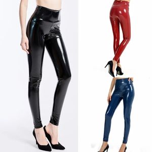 Damesbroeken Dames Sexy strakke benen Mode Grote maten Hoge taille Rekbaar Paaldansen Vinylbroek Clubwear Sexy leren panty's 231120