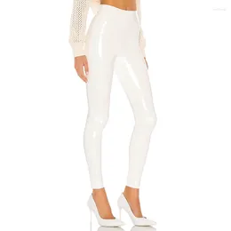 Damesbroek Dames Glanzend PU-leer Witte slanke sexy legging Latex rekbare hoge taille Bodycon Zomer PVC skinny broek Y2k
