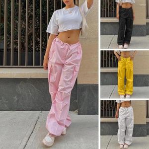 Pantalon Femme Femmes Solide Lâche Cordon Pantalon Taille Basse Streetwear Joggers Baggy Jambe Large Pantalon De Survêtement Hippie Rose Cargo Tissu