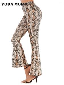 Pantalon femme Femmes Printemps Été Léopard Peau De Serpent Imprimé Flare Sexy Élastique Taille Haute Femme Pantalon Décontracté Streetwear Long