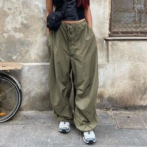 Pantalon femme Femmes Streetwear Blanc Cargo Baggy Poche Patchwork Taille Basse Décontracté Capris Pantalon De Mode Coréenne