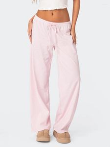 Pantalon pour femmes femmes pyjama rayé de printemps automne égal élastique tient un pantalon de salon lâche féminin femelle de sommeil de sommeil confortable