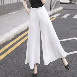 Pantalon femme femmes été bas ample évasé jambe large bureau 2023 Cool taille haute blanc pantalons longs pour femme