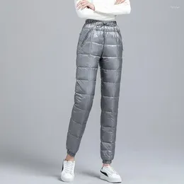 Pantalon femme hiver chaud vers le bas coton rembourré pantalon matelassé taille élastique décontracté grande taille pantalons de survêtement Y122