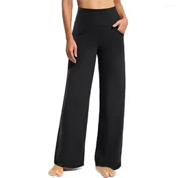 Pantalon féminin Les femmes travaillent avec des poches élégantes High Waist Yoga Side Lounge Lounge Lounge pour Streetwear