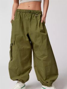 Damesbroek Y2k Cargo Verstelbaar Trekkoord Losse Baggy Broek Actief Werk Casual Been Met Zakken 90S Esthetische Streetwear