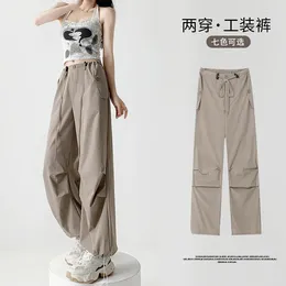 Pantalon féminin Femmes Y2K Cargo High Waist Streetwear DrawString Lignet Pantalon Loose Mode coréenne