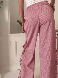 Pantalon féminin Femmes Y2k Prime imprimé long côté croix latérale large jambe grande taille pantalon en vigueur