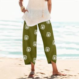 Pantalons pour femmes femmes Boho Vintage recadrée printemps été Harem lâche pissenlit imprimé pantalon Aloha plage vacances Ropa Mujer