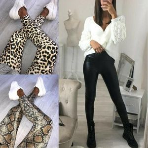 Pantalones de mujer Mujer Damas Leopardo Piel de serpiente Estampado animal Cintura alta Leggings elásticos Flacos