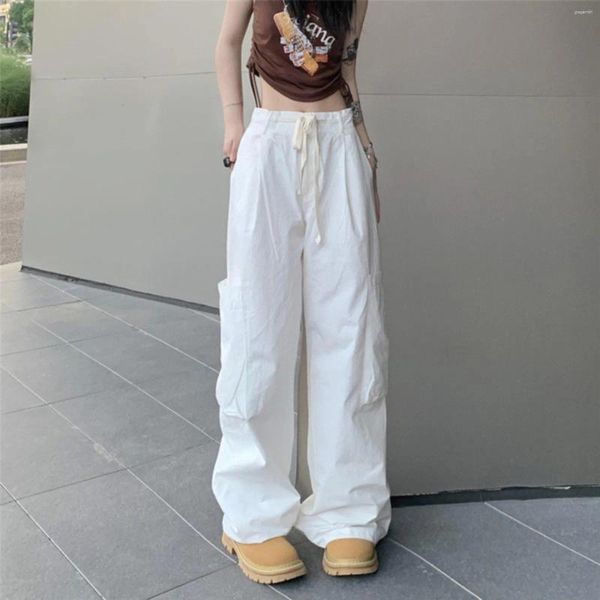Pantalon féminin Femme Light Blanc Streetwear Y2K Big Pocket Pockwork Parachute décontracté Pant à crampon