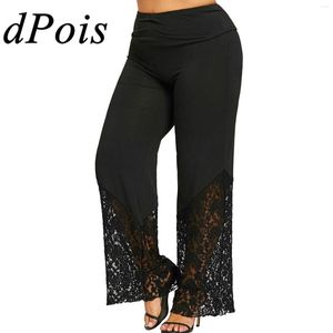 Pantalones de mujer Mujer Palazzo Floral Encaje Patchwork Cintura elástica Pierna ancha Largo Femme Lounge Pantalones casuales