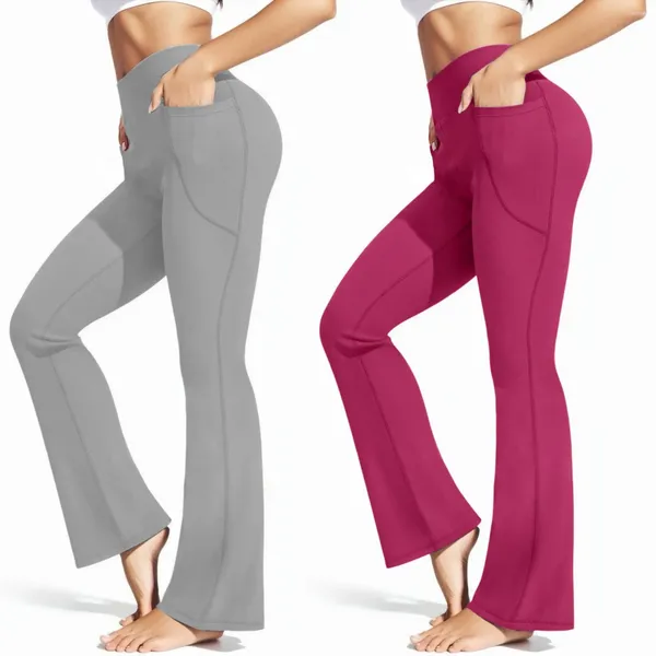 Pantalons pour femmes femmes solide yoga avec poches taille haute élastique entraînement pantalon décontracté dames confort doux sortir usage quotidien