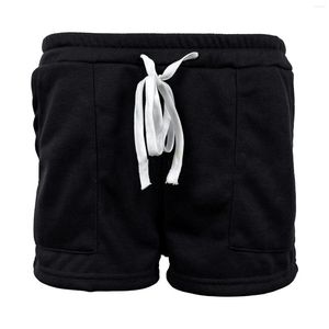 Pantalon féminin pour femmes shorts de natation mi-cuisse de couleur solide pochette haute taille polyvalent élastique polyvalent pour les femmes