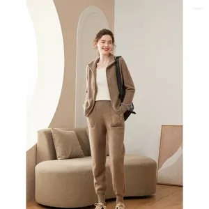 Pantalon en laine pour femmes, slim, taille haute, couleur Pure, amincissant, décontracté, drapé d'extérieur, polyvalent, mode, cachemire tricoté