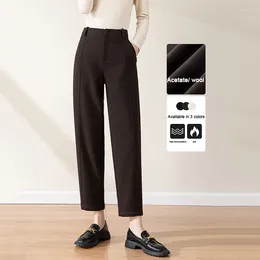 Pantalones de mujer Harun de lana para mujer 2024 Otoño/Invierno grueso suelto Casual lana caliente pierna recta rábano