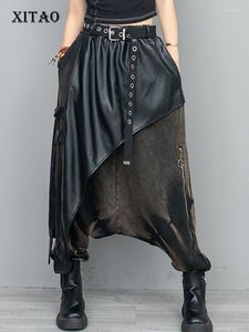 Pantalon femme XITAO ample décontracté mode Patchwork personnalité tout-match rue tendance 2024 automne femmes croix DMJ2790