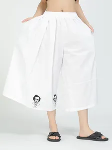 Pantalon Femme Xitao Imprimer Dessin animé Modèle Mode Femmes Plissé Fan Style Casual Élégant Poche Patchwork DZL1223