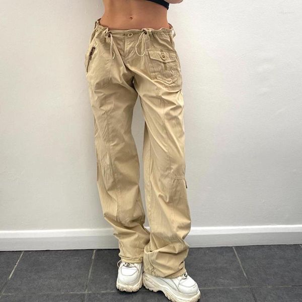 Pantalones de mujer Xpqbb Y2K Cargo mujer 2023 verano Streetwear cordón holgado Joggers pantalones mujer caqui Casual pierna ancha suelta