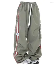 Pantalon féminin y2k cargo de mode femme robe large jambe décontractée lâche sportif à rayures pantalons de survêtement en parachute panth