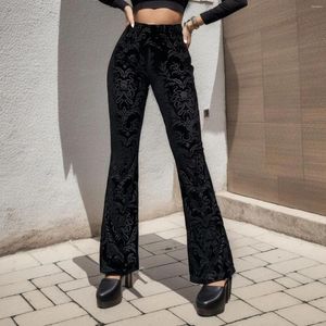 Pantalon féminin Y2K Gothic Black Lace Mesh évasé sexy harajuku esthétique voir à travers un pantalon long