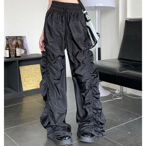 Pantalon femme Y2K gothique cargo femmes cordon de serrage américain streetwear noir taille haute pantalon large mode harajuku