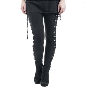 Damesbroek Y2k Gothic Dames Dames Harajuku Kant Lace Up Legging Zwarte Skinny Pannen Broeken Streetwear Vintage Punk