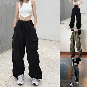 Damesbroeken Y2K Streetwear Cargo Joggers Techwear Wide Been Pockets Koreaanse Harajuku Casual vaste baggy rechte broek 230325