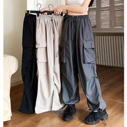 Frauen Hosen Y2K Streetwear Breite Bein Cargo Casual Lose Gerade Große Taschen Jogging Retro Jogginghose Koreanische Kleidung Frauen 2023