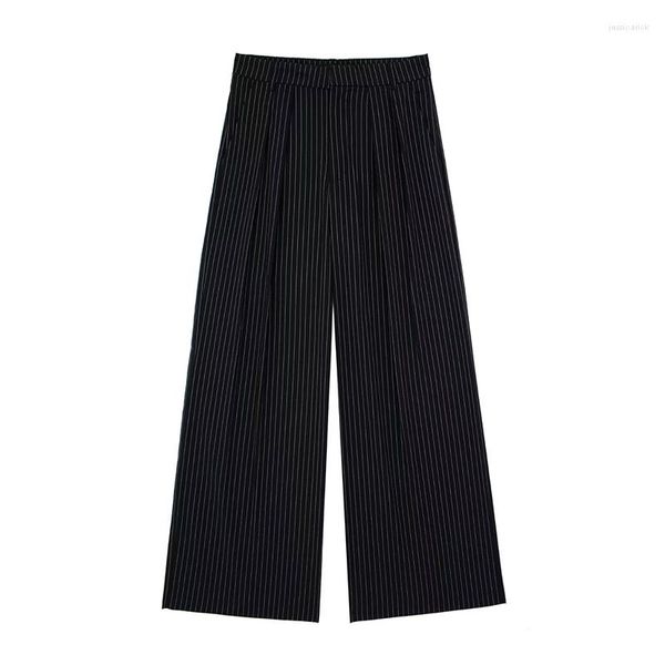 Pantalones para mujer YENKYE Mujeres Vintage Cintura alta Longitud completa Pinstriped Office Ladies Pantalones rectos