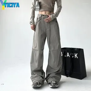 Damesbroeken Yiciya Y2K -stijl Big Pocket Low Taille Parachute broek Summer Fashion Women Full Length Baggy Pant Outfits 2024 90s