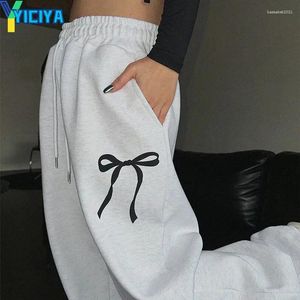 Pantalon Femme Yiciya Y2K Style Bow Impression Droite Mode Sweatpant Femmes Pleine Longueur Baggy Pantalon Tenue Pantalon Occasionnel Vêtements D'extérieur