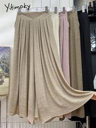 Pantalon féminin yitimoky coton lin femmes 2024 mode décontracté élastique