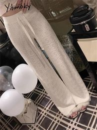 Pantalones para mujer Yitimoky Pierna ancha de punto para mujeres Otoño Invierno 2024 Moda coreana Talle alto Casual Baggy Longitud completa Y2K