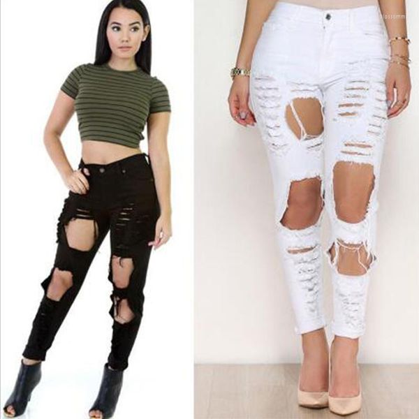 Pantalon femme YL marque 2023 été printemps femmes mode pantalon mince trou solide évider maigre Sexy bas poche Long jean