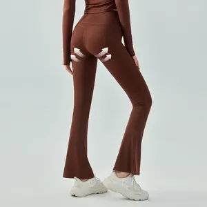 Dames broek yoga bell-bottom vrouwen strakke lengte taille lift heup naakt verstand snel droog ademende sport wijd been