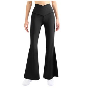 Frauen Hosen Yoga Leggings Mode Kreuz Taille Einfarbig Hosen Hohe Taille Damen Dünne Lose Hosen bequem