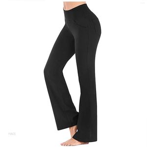 Dames broek yoga dames hoge taille flarden met zakken herfst 2023 werk formele leggings running fitness
